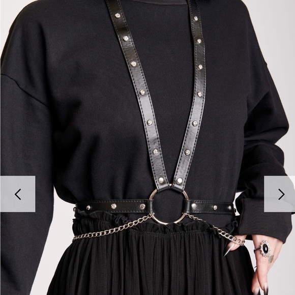 midnight hour Accessories - Black Studded Chain Harness